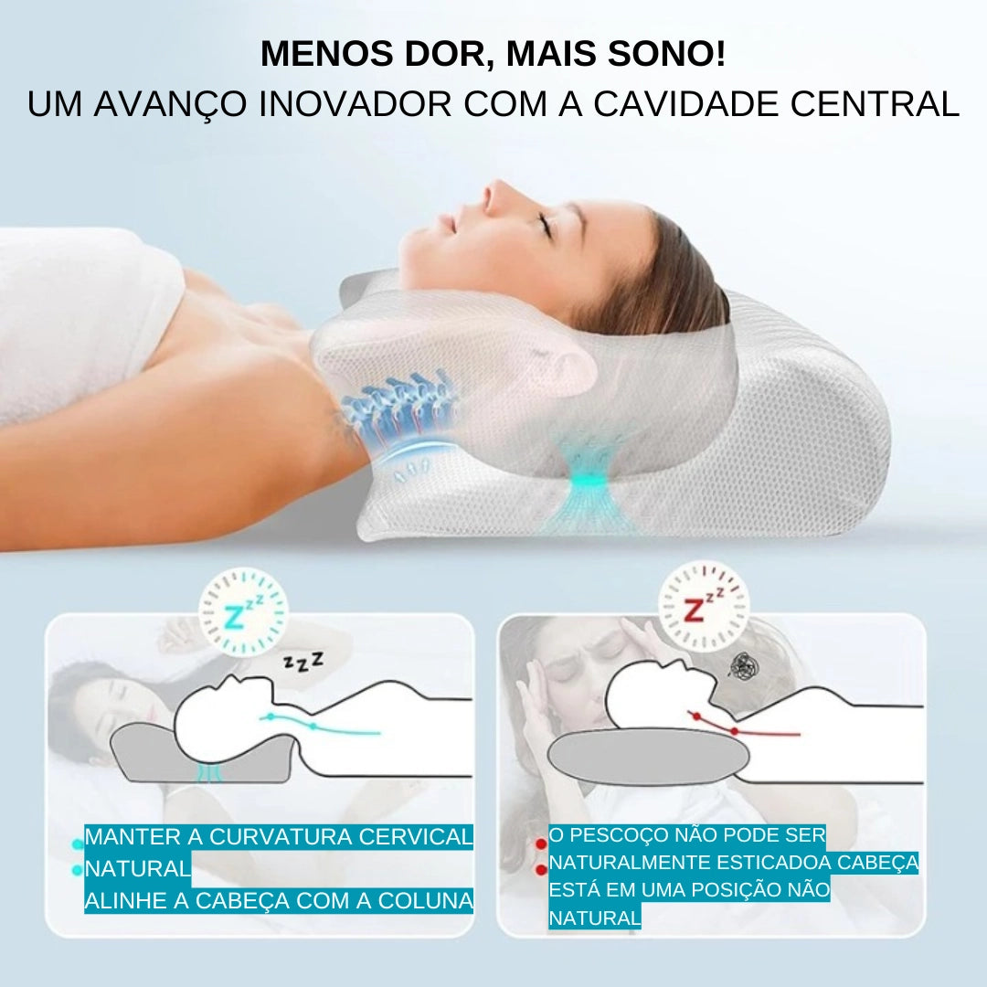 Almofada Cervical Ergonômica de Espuma de Memória 2 em 1