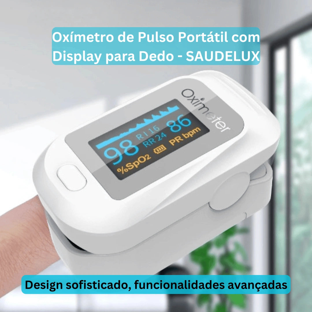 Oxímetro de Pulso Portátil com Display para Dedo