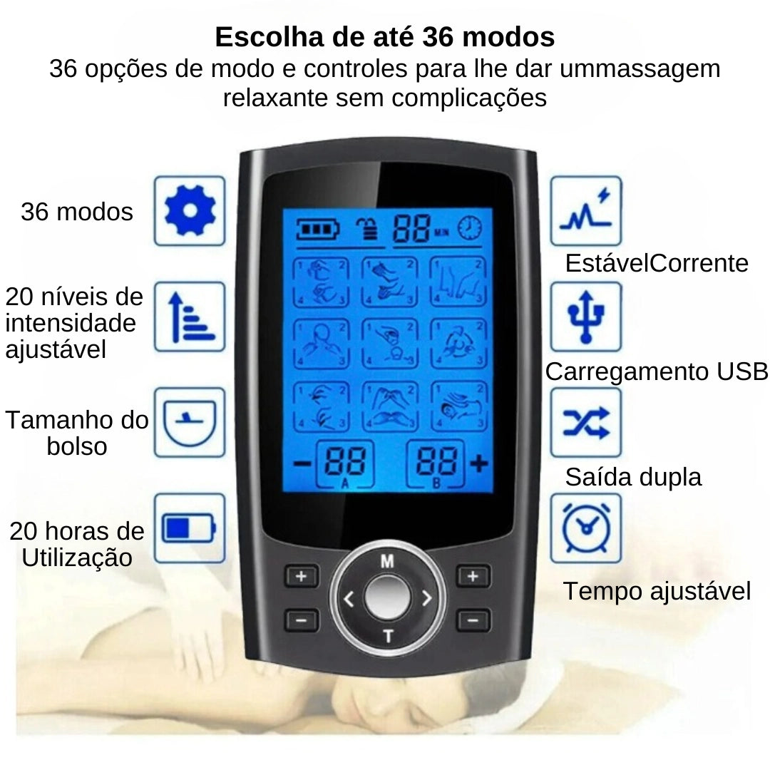 Massageador Muscular Elétrico com 36 Modos de Relaxamento