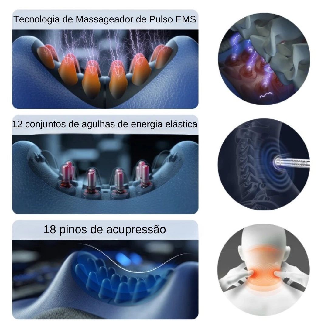 Travesseiro Massageador Elétrico para Pescoço com Aquecimento