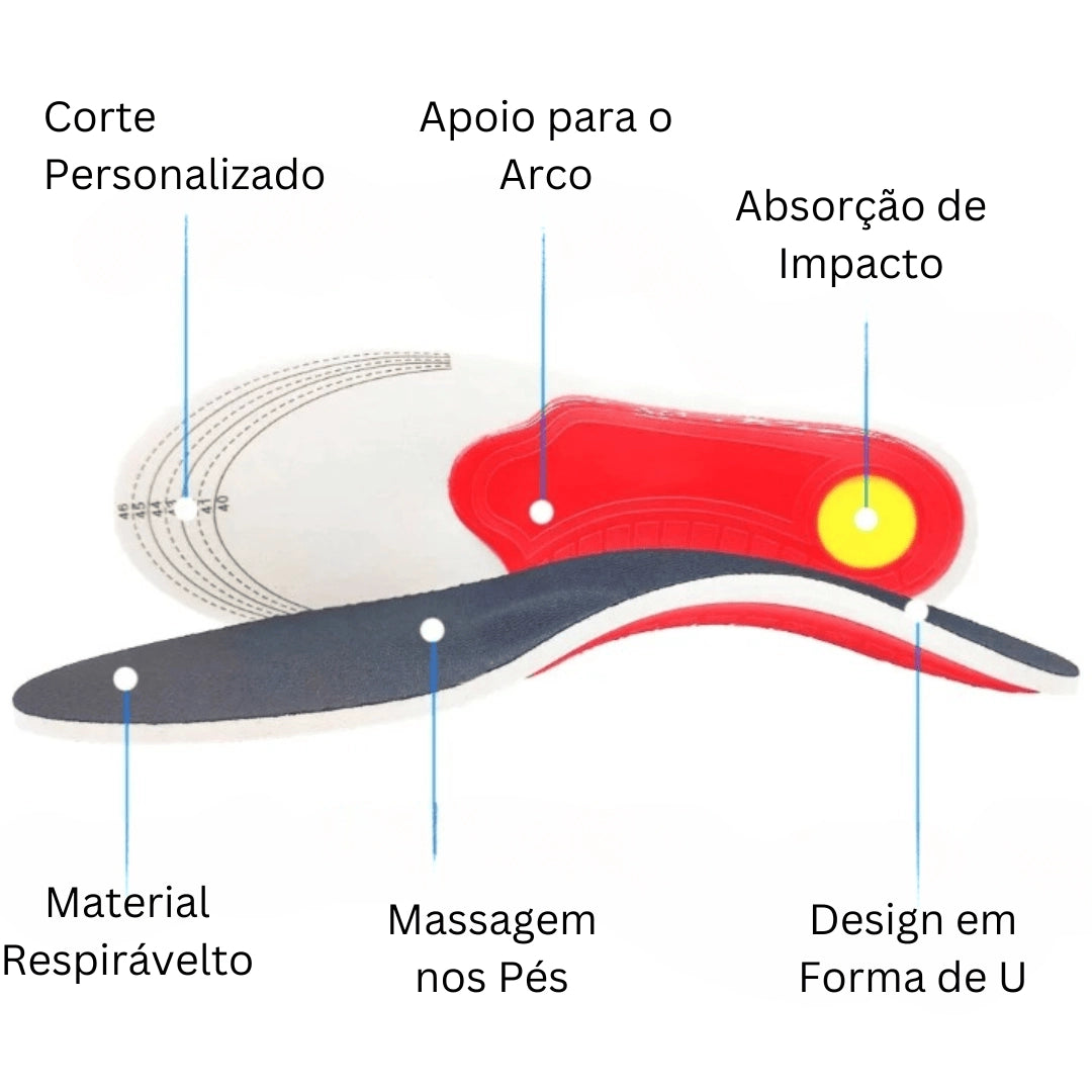 Palmilha Ortopédica com Suporte de Arco e Amortecimento